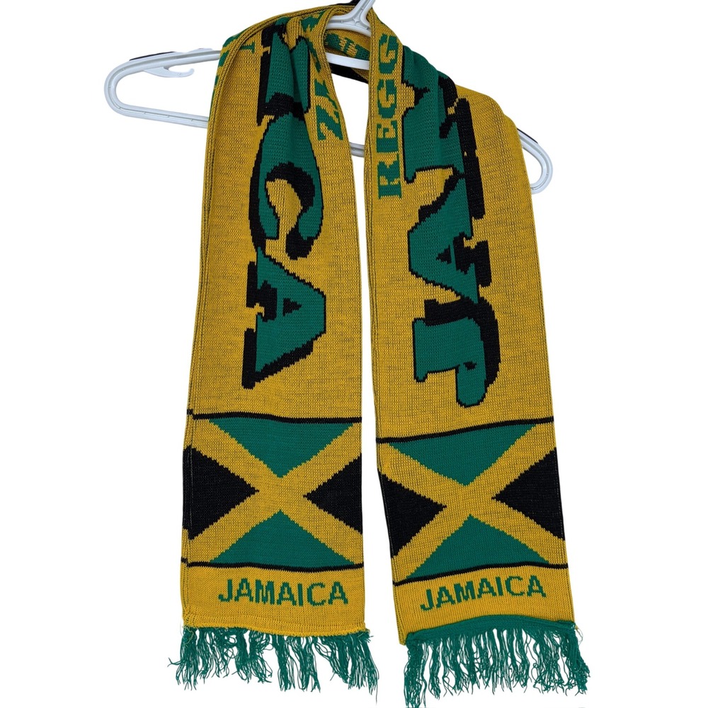 Jamaica Soccer Scarf Yellow Green National Team Futbol Fringe‎ 52 Inches